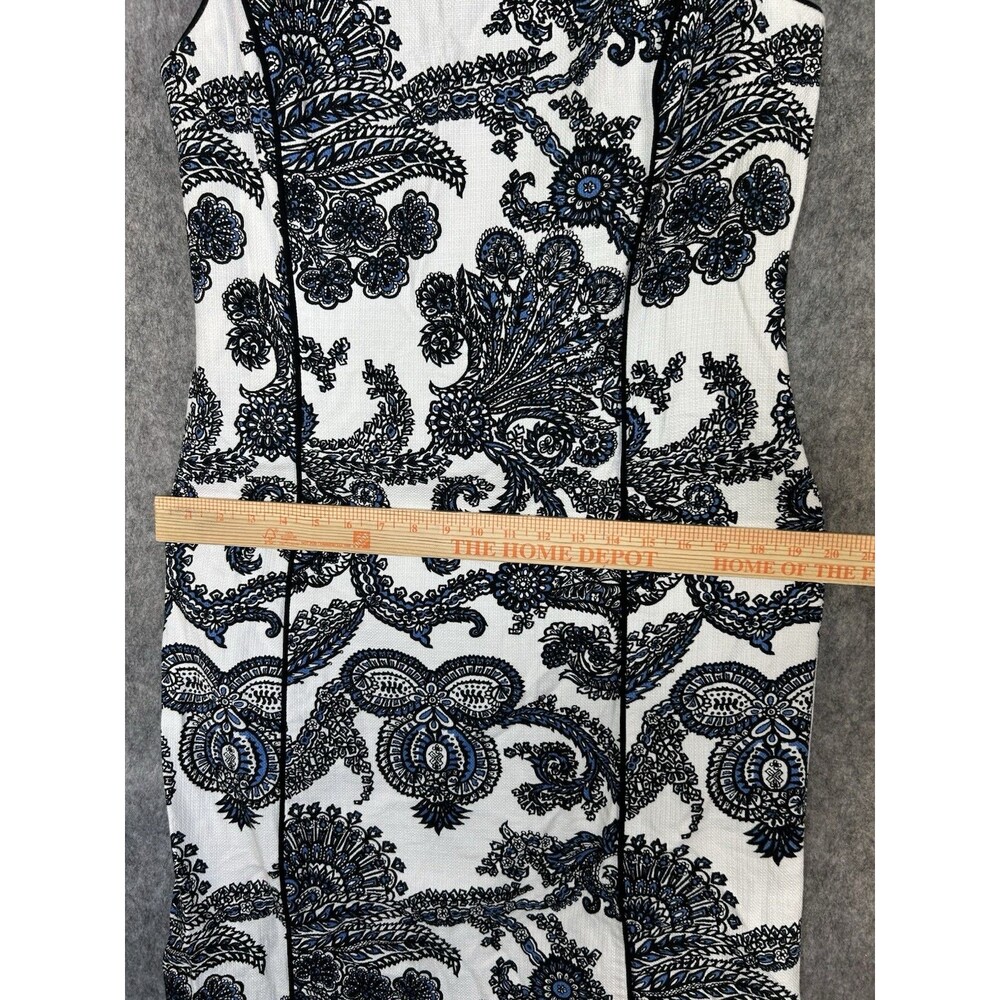 Talbots Sleeveless White Black Blue Paisley Mini Dress Size 12 - Picture 8 of 9